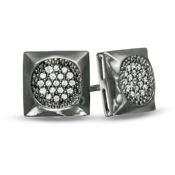 1/8 CT. T.w. Composite Diamond Square Stud Earrings in Sterling Silver with Black Rhodium