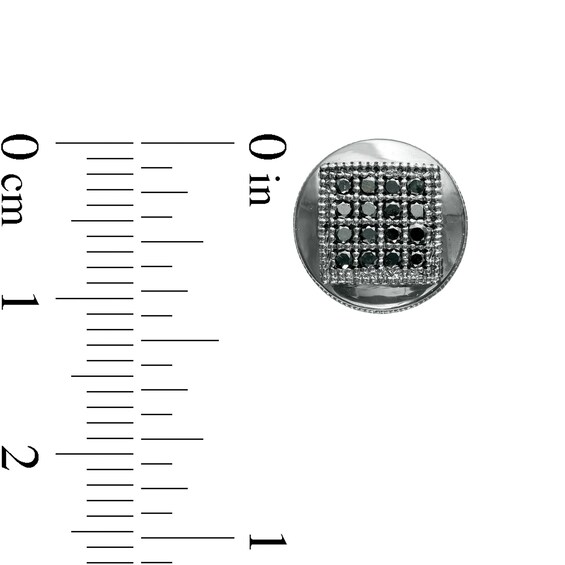 Men's 1/3 CT. T.W. Composite Square Enhanced Black Diamond Circle Stud Earrings in Sterling Silver with Black Rhodium Men's 1/3 CT. T.W. Composite Square Enhanced Black Diamond Circle Stud Earrings in Sterling Silver with Black Rhodium