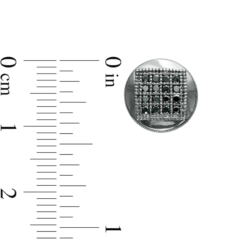 Main Image 3 of 1/3 CT. T.W. Composite Square Black Diamond Circle Stud Earrings in Sterling Silver with Black Rhodium