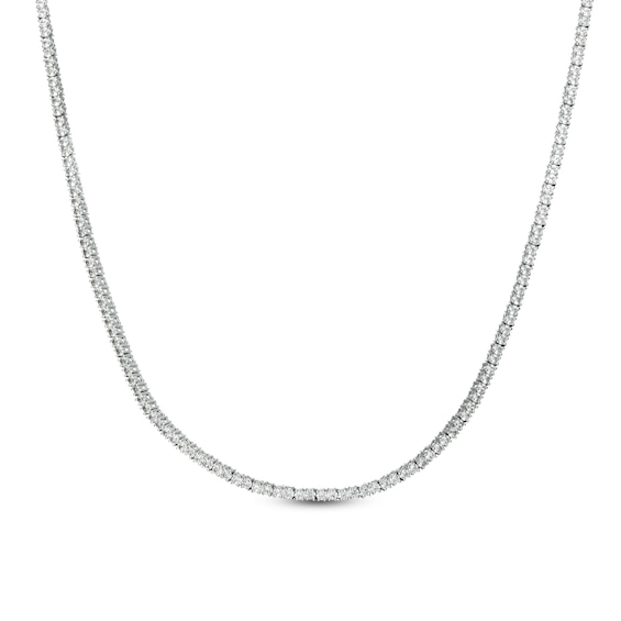 Lab-Created White Sapphire Tennis Necklace in Sterling Silver - 24"