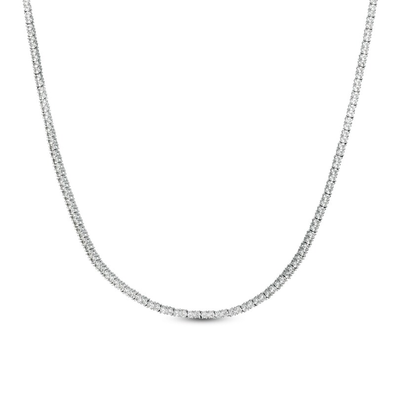 Main Image 1 of Lab-Created White Sapphire Tennis Necklace in Sterling Silver - 24"