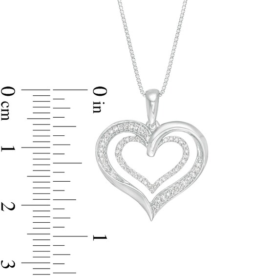1/8 CT. T.w. Diamond Double Heart Pendant in Sterling Silver