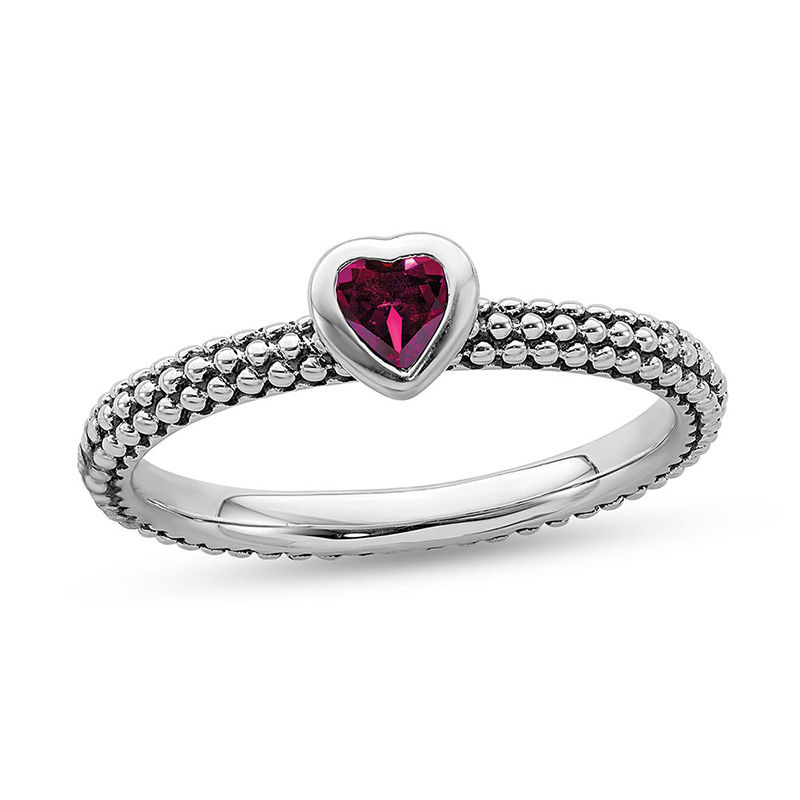 4.5mm Ruby and 1/8 CT. T.W. Diamond Engagement Ring in 14K White Gold |  Zales