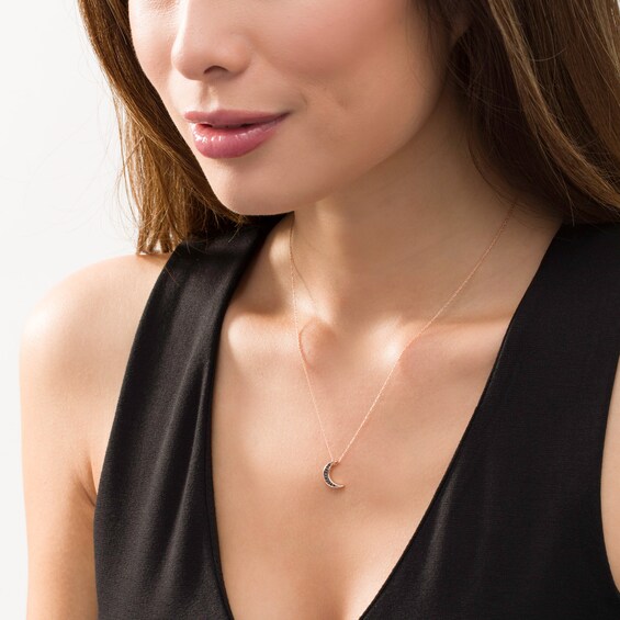 1/20 CT. T.w. Black Diamond Crescent Moon Pendant in 10K Rose Gold
