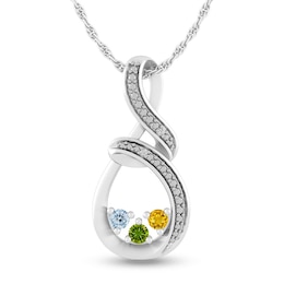 Mother's Birthstone and Diamond Accent Curly Infinity Pendant (1-4 Stones)