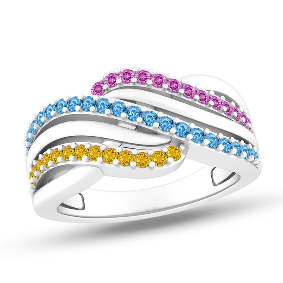 Mother's Birthstone Rolling Wave Ring (3 Stones)
