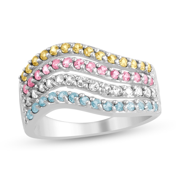 Mother's Birthstone MultiRow Wave Ring by ArtCarved (4 Stones) Zales