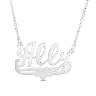 Script Name With Heart Necklace In Sterling Silver 1 Line Zales