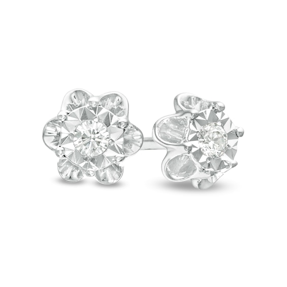 1/15 CT. T.w. Diamond Flower Stud Earrings in Sterling Silver (J/I3)