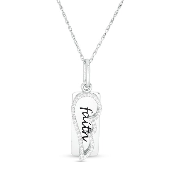 1/10 CT. T.W. Diamond "faith" Dog Tag and Wing Outline Pendant in Sterling Silver 1/10 CT. T.W. Diamond "faith" Dog Tag and Wing Outline Pendant in Sterling Silver