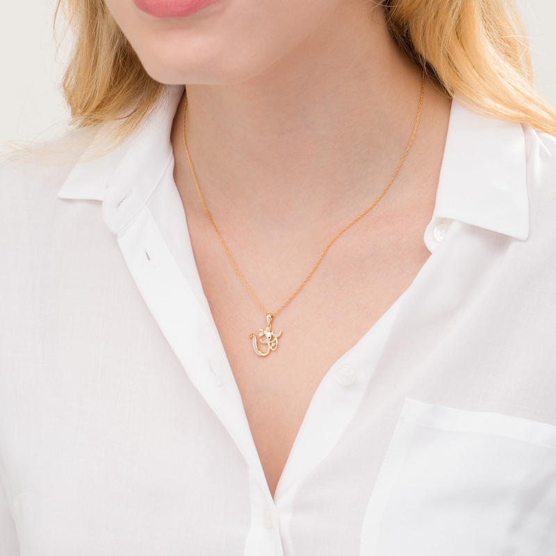 Main Image 2 of 1/20 CT. T.W. Diamond Om Symbol with Ganesha Pendant in 10K Gold