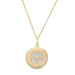 1/15 CT. T.W. Diamond Star of David Disc Pendant in Sterling Silver with 14K Gold Plate