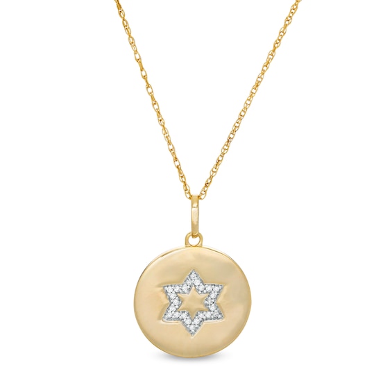 1/15 CT. T.w. Diamond Star of David Disc Pendant in Sterling Silver with 14K Gold Plate