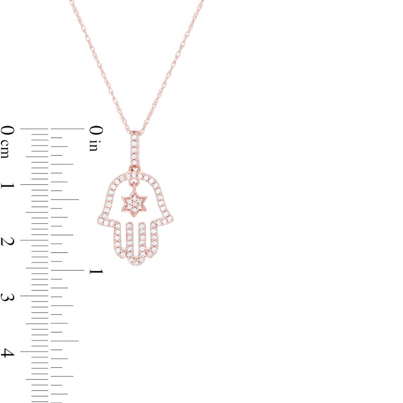 1/4 CT. T.W. Diamond Hamsa with Star of David Pendant in 10K Rose Gold