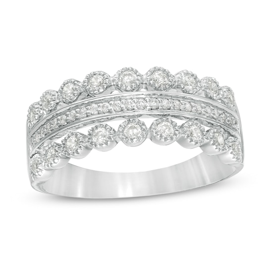 3/8 CT. T.w. Diamond Multi-Row Art Deco Band in 10K White Gold