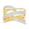 Thumbnail Image 4 of 1/2 CT. T.W. Diamond Layered Criss-Cross Ring in 10K Gold