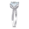 Thumbnail Image 2 of 8.0mm Cushion-Cut Aquamarine and 1/20 CT. T.W. Diamond Beaded Floral-Set Ring in 10K White Gold