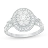 1 CT. T.W. Oval Composite Diamond Vintage-Style Engagement Ring in 10K White Gold