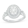 Thumbnail Image 1 of 1 CT. T.W. Oval Composite Diamond Vintage-Style Engagement Ring in 10K White Gold