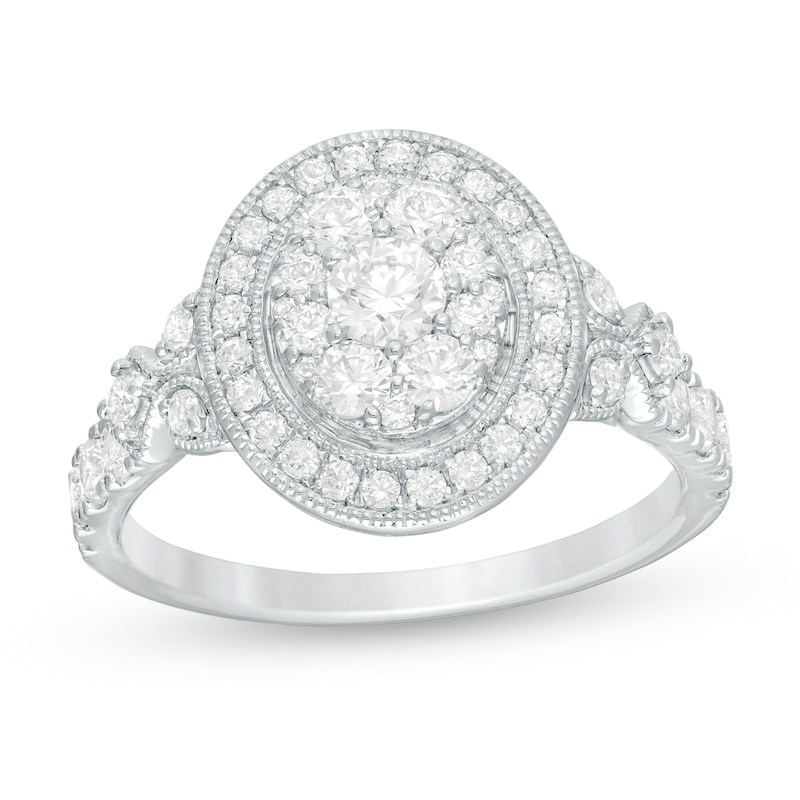 Main Image 1 of 1 CT. T.W. Oval Composite Diamond Vintage-Style Engagement Ring in 10K White Gold