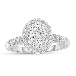 1/2 CT. T.W. Oval Composite Diamond Frame Engagement Ring in 10K White Gold