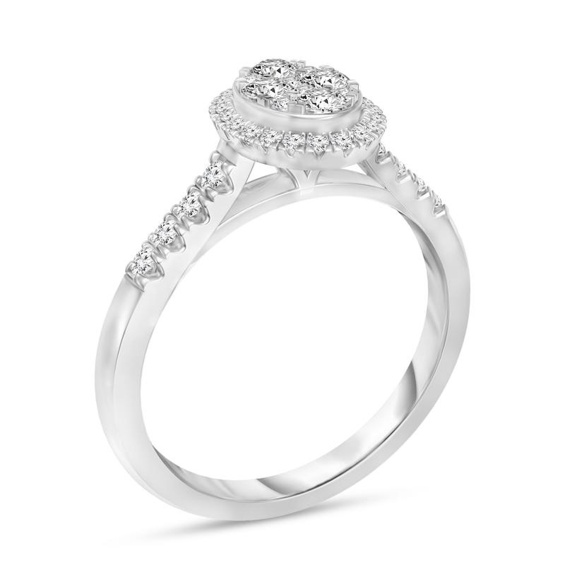 Main Image 2 of 1/2 CT. T.W. Oval Composite Diamond Frame Engagement Ring in 10K White Gold