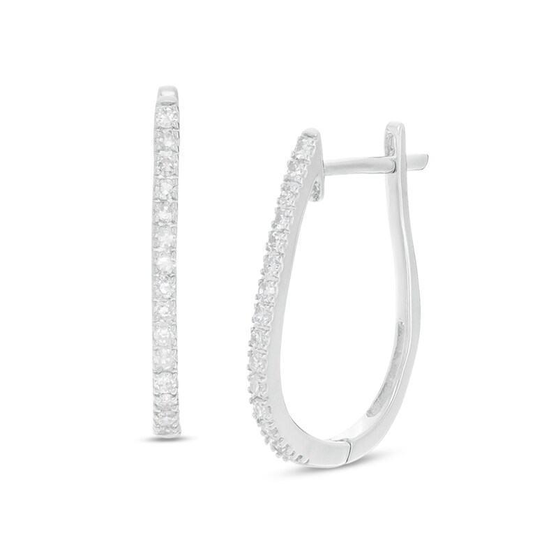 Main Image 1 of 1/4 CT. T.W. Diamond U-Hoop Earrings in Sterling Silver
