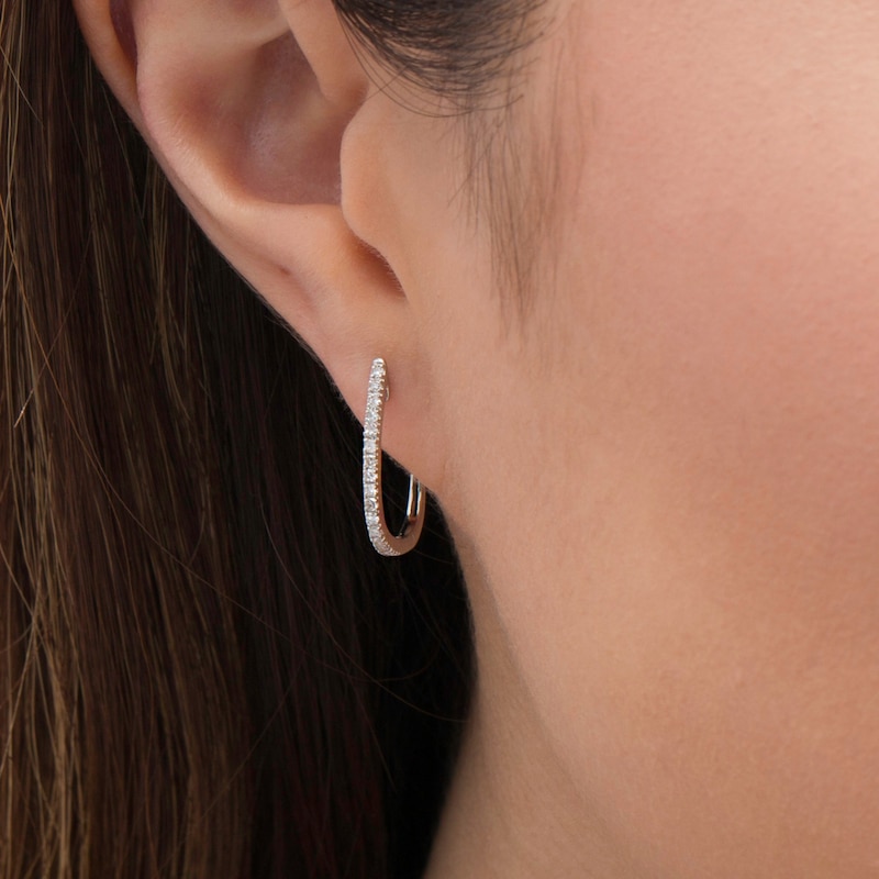 Main Image 2 of 1/4 CT. T.W. Diamond U-Hoop Earrings in Sterling Silver