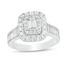 Thumbnail Image 1 of 1-3/4 CT. T.W. Certified Emerald-Cut Diamond Double Frame Engagement Ring in 14K White Gold (I/SI2)