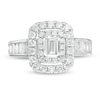 Thumbnail Image 4 of 1-3/4 CT. T.W. Certified Emerald-Cut Diamond Double Frame Engagement Ring in 14K White Gold (I/SI2)