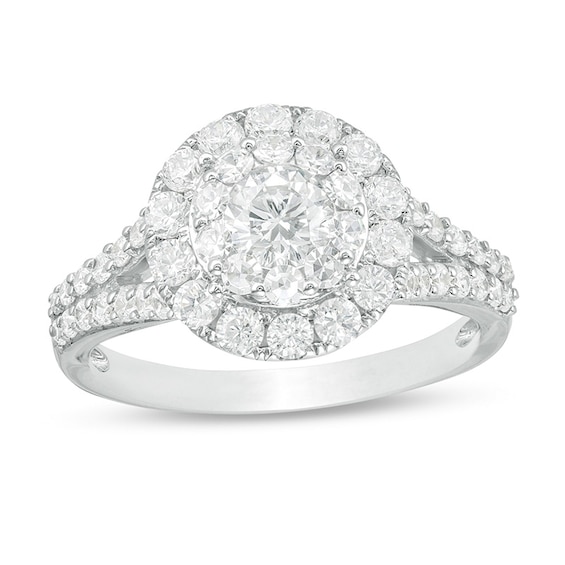 1-1/2 CT. T.w. Diamond Double Frame Engagement Ring in 14K White Gold
