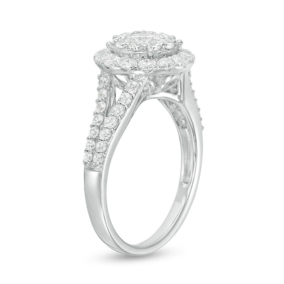 1-1/2 CT. T.w. Diamond Double Frame Engagement Ring in 14K White Gold