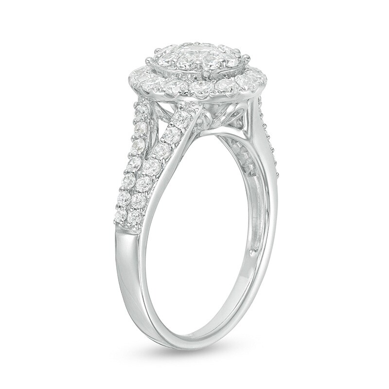 Main Image 3 of 1-1/2 CT. T.W. Diamond Double Frame Engagement Ring in 14K White Gold