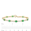 Thumbnail Image 3 of Oval Lab-Created Emerald and White Sapphire Station Bar Bracelet in Sterling Silver with 14K Gold Plate - 7.25"