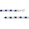 Thumbnail Image 2 of Oval Lab-Created Blue Sapphire and 1/4 CT. T.W. Diamond Double Infinity Bracelet in Sterling Silver - 7.25"