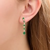 Thumbnail Image 1 of Multi-Shape Lab-Created Emerald and White Sapphire Linear Drop Earrings in Sterling Silver with 14K Gold Plate
