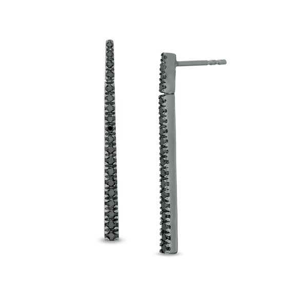 1/4 CT. T.W. Enhanced Black Diamond Linear Bar Drop Earrings in Sterling Silver with Black Rhodium 1/4 CT. T.W. Enhanced Black Diamond Linear Bar Drop Earrings in Sterling Silver with Black Rhodium