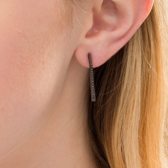 1/4 CT. T.W. Enhanced Black Diamond Linear Bar Drop Earrings in Sterling Silver with Black Rhodium 1/4 CT. T.W. Enhanced Black Diamond Linear Bar Drop Earrings in Sterling Silver with Black Rhodium