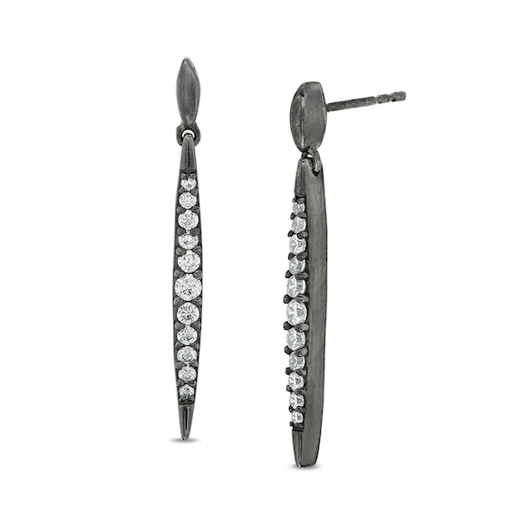 1/3 CT. T.w. Diamond Elongated Marquise Bar Drop Earrings in Sterling Silver with Black Rhodium