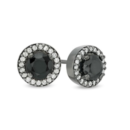 3/4 CT. T.W. Enhanced Black and White Diamond Frame Stud Earrings in 10K White Gold with Black Rhodium