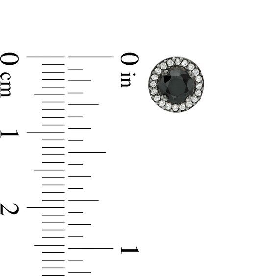 3/4 CT. T.w. Enhanced Black and White Diamond Frame Stud Earrings in 10K White Gold with Black Rhodium