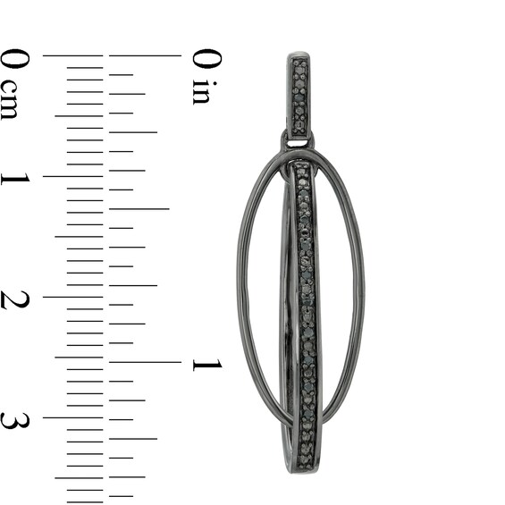 1/10 CT. T.w. Black Diamond Vertical Bar and Oval Drop Earrings in Sterling Silver with Black Rhodium