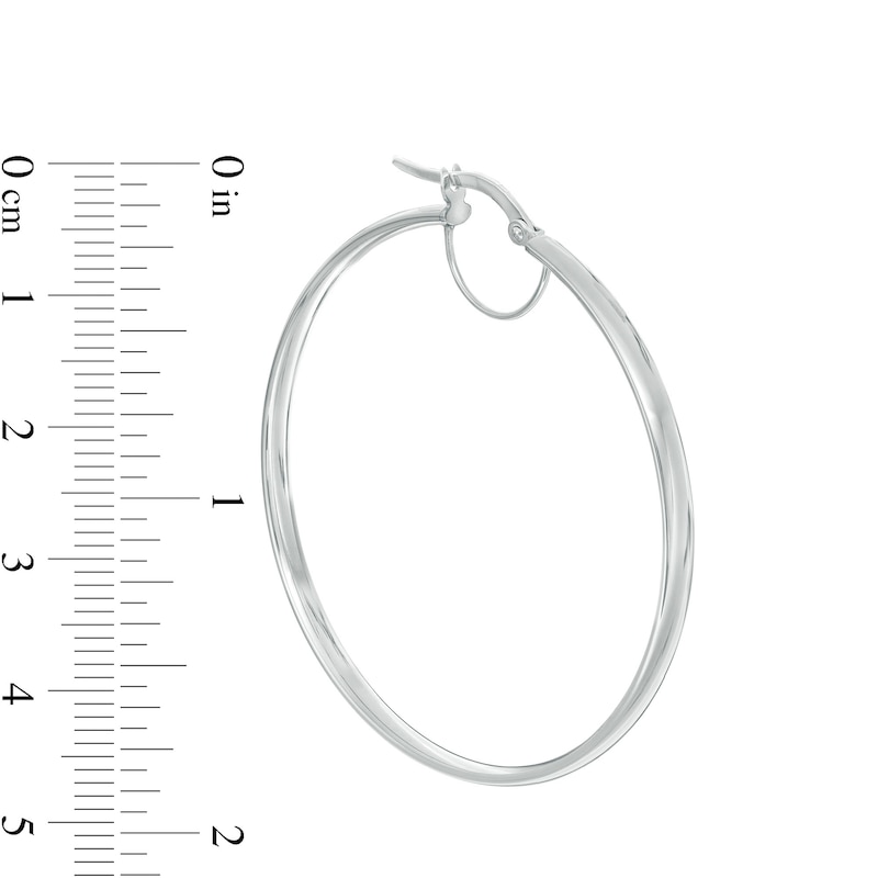Made in Italy 40.0mm Tube Hoop Earrings in 10K White Gold