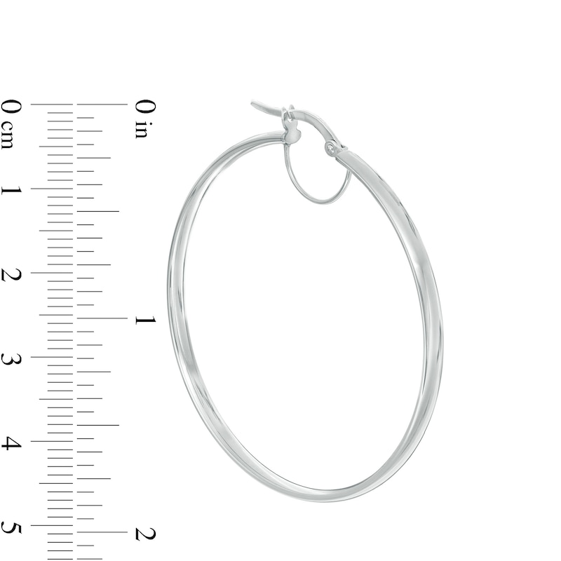 Main Image 3 of Made in Italy 40.0mm Tube Hoop Earrings in 10K White Gold