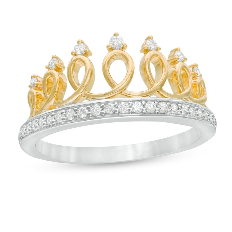 1/5 CT. T.W. Diamond Crown Ring in Sterling Silver with 18K Gold Plate