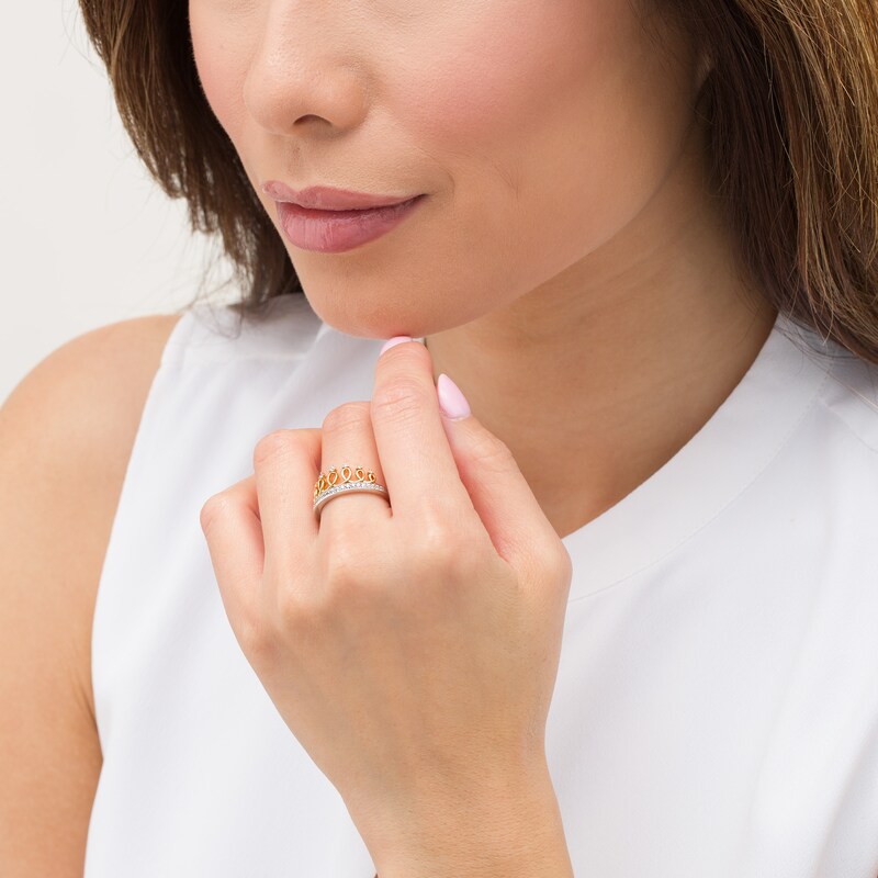 1/5 CT. T.W. Diamond Crown Ring in Sterling Silver with 18K Gold Plate