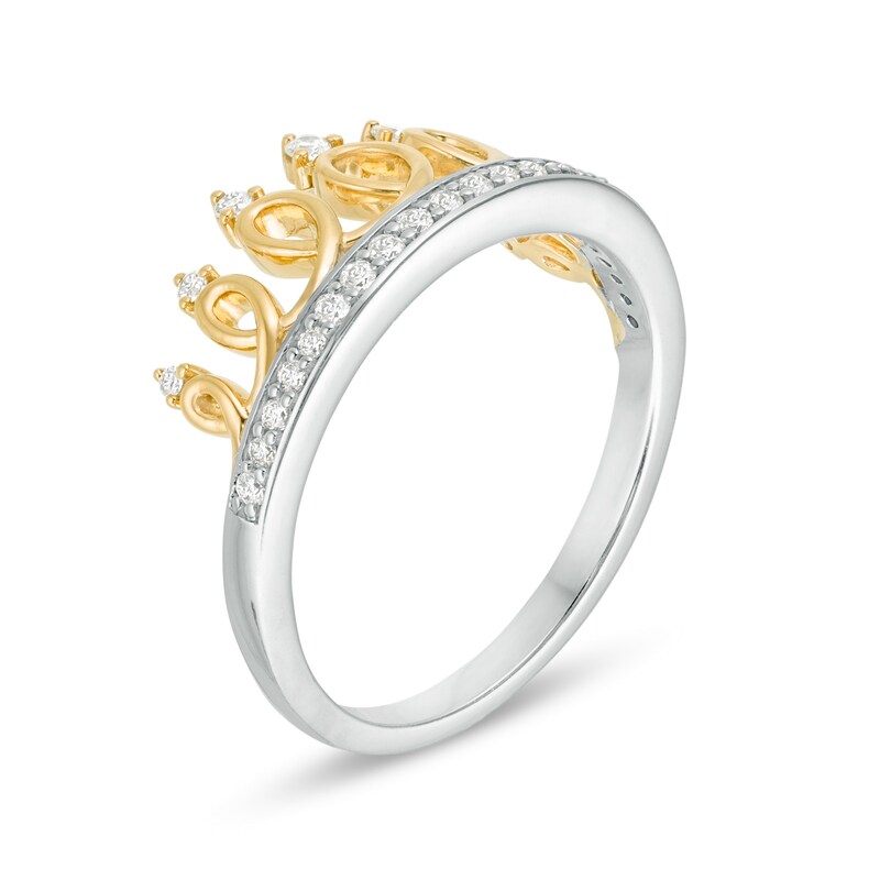 1/5 CT. T.W. Diamond Crown Ring in Sterling Silver with 18K Gold Plate
