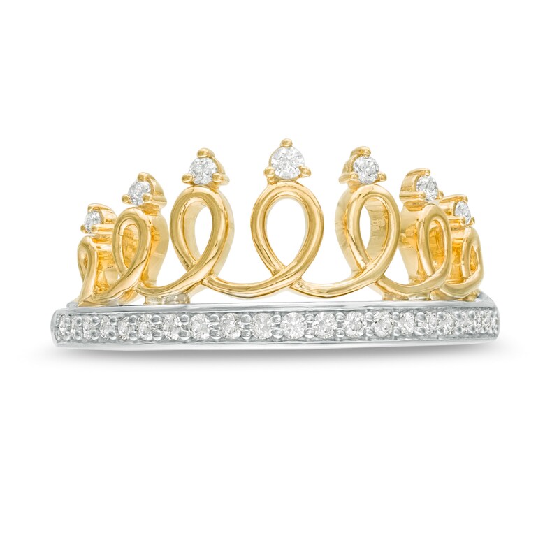 1/5 CT. T.W. Diamond Crown Ring in Sterling Silver with 18K Gold Plate