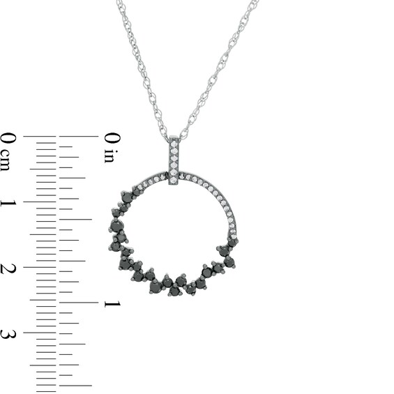 1/2 CT. T.w. Enhanced Black and White Diamond Scattered Circle Outline Pendant in 10K White Gold and Black Rhodium