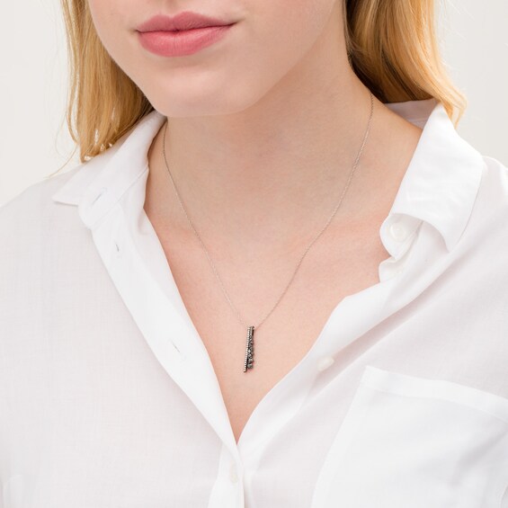 1/2 CT. T.W. Enhanced Black and White Diamond Vertical Bar Scatter Pendant in Sterling Silver and Black Rhodium 1/2 CT. T.W. Enhanced Black and White Diamond Vertical Bar Scatter Pendant in Sterling Silver and Black Rhodium